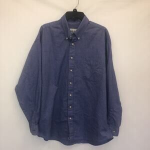 Rivercrest Button Up Adult XL Mens Blue Long Sleeve 100% Cotton Shirt